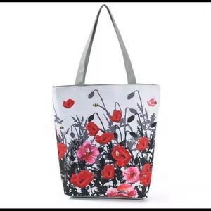 ELEGANT FLOWER ZIP TOP TOTE BAG